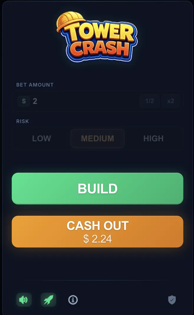 Tower Crash free demo mode — no sign-up required