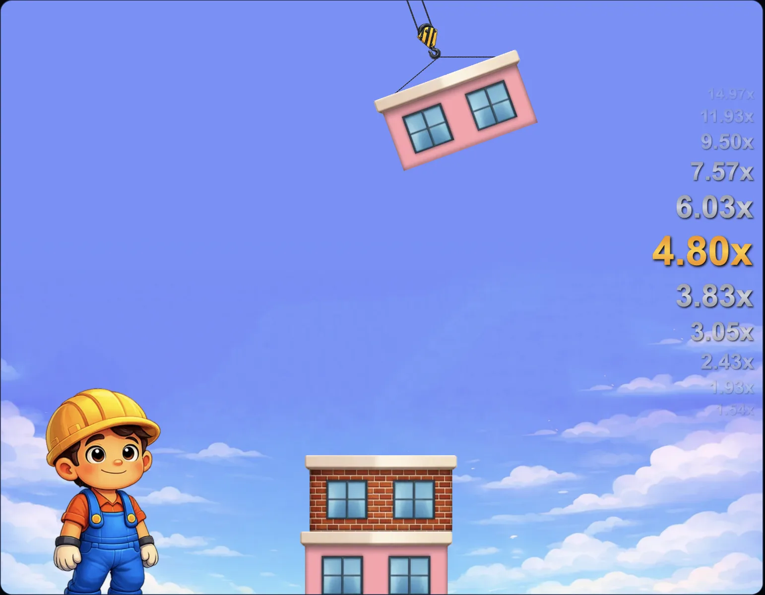 Tower Crash HIGH risk level — high multiplier aggressive play